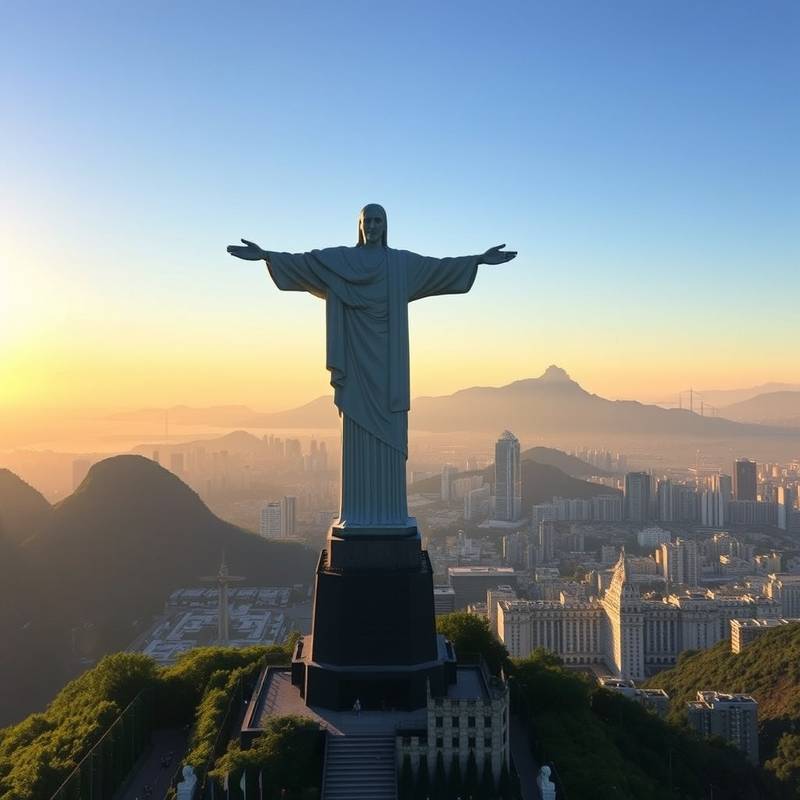 Vista panorámica del Cristo Redentor sobre la ciudad de Río de Janeiro, Brasil.